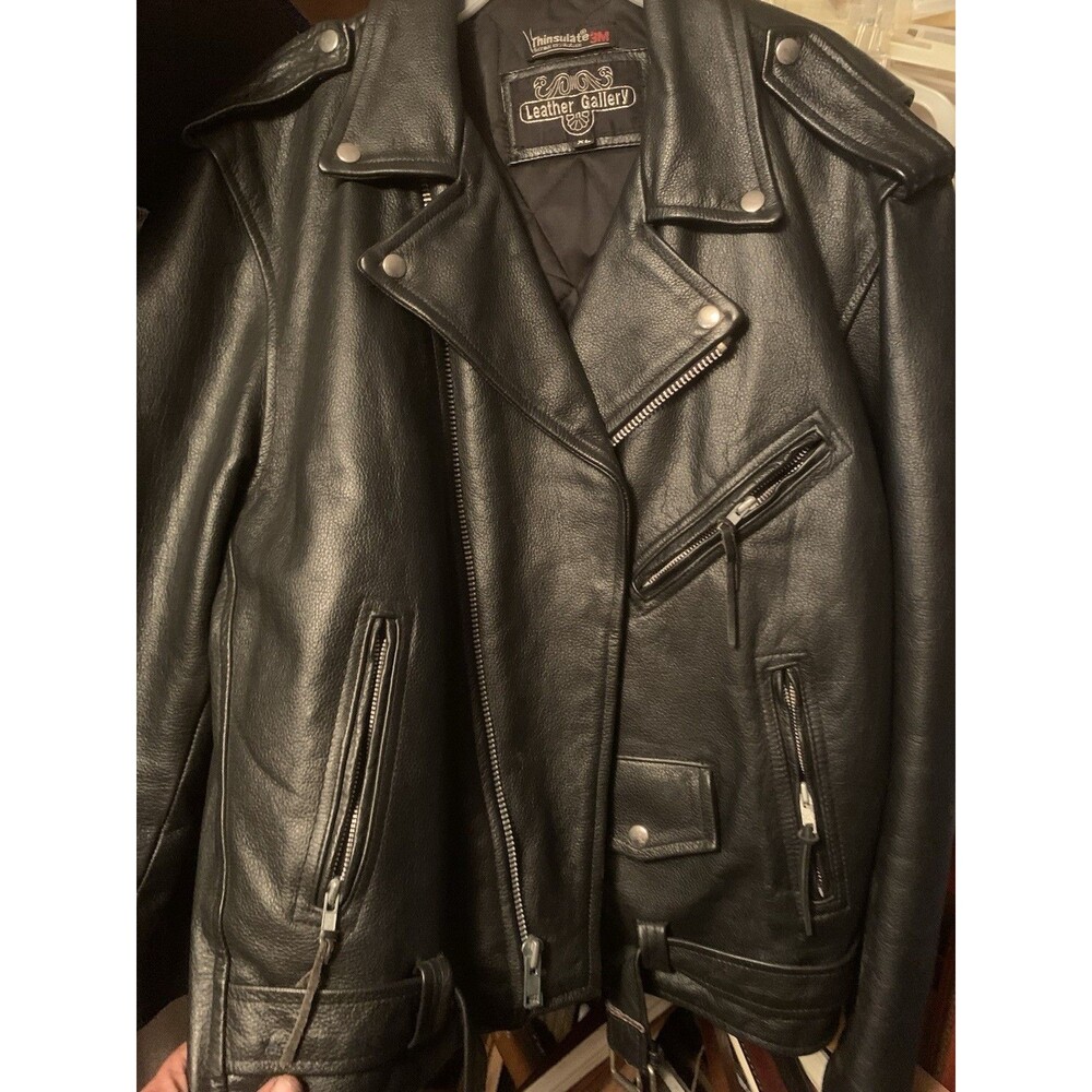 Leather Gallery Men's Black Quilted Heavy Duty Motorcycle Jacket - Size XL